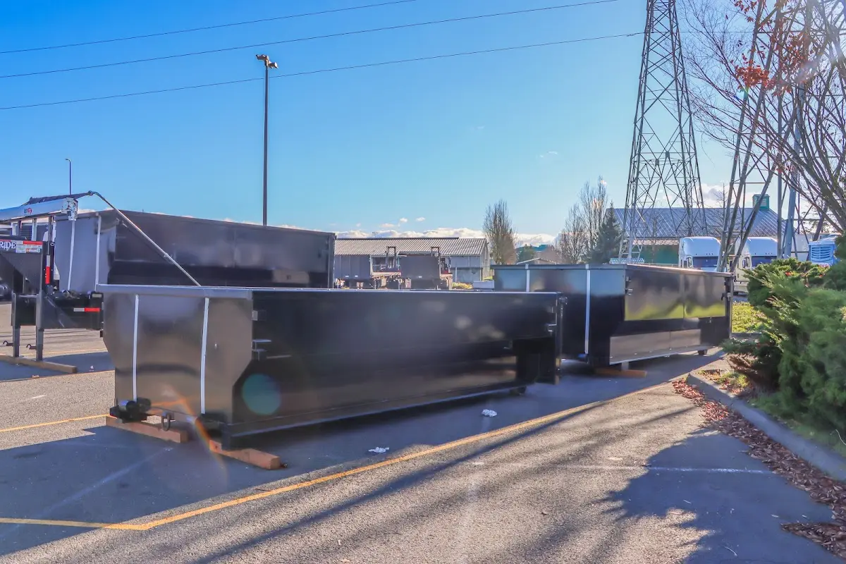 Roll-off dumpster ready for waste disposal at job site for Demolition Dumpster Rental in Cleveland